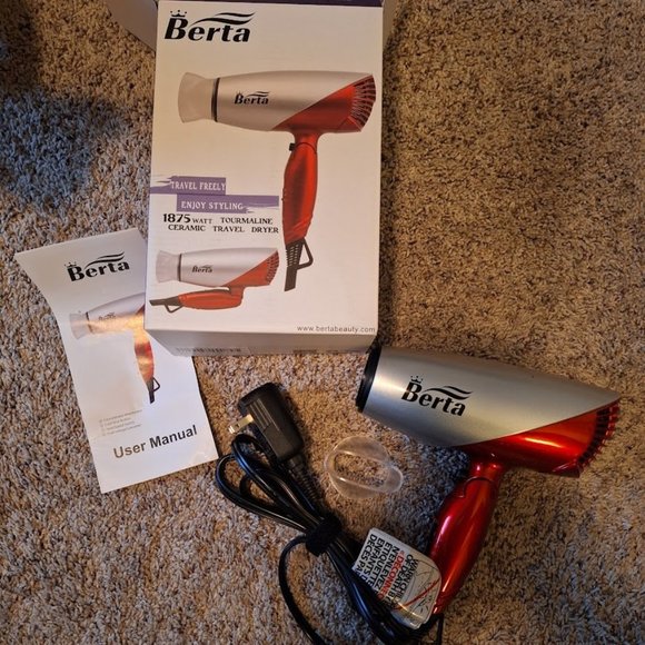 Berta Travel Hair Dryer, 1875 watts, NEW IN BOX, dual voltage - Picture 1 of 4